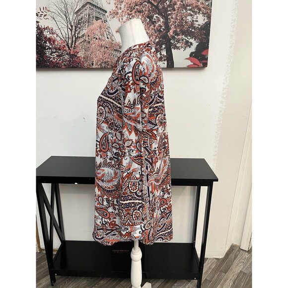 Gianni Bini Women’s Tunic Top Blouse Paisley Size M Long Sleeve V Neck - Picture 12 of 15